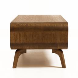 Solid Oak Coffee Table With Shelf, Retro Style Media Console, in Stock - thumbnail 4