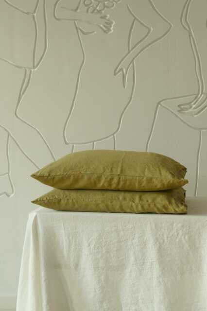 Housewife Olive Linen Pillowcase/Durable Natural Pillow Sham For Bedroom Comfortable & Eco-Friendly Cover - image 1