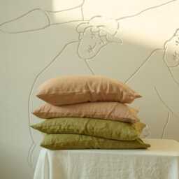 Housewife Olive Linen Pillowcase/Durable Natural Pillow Sham For Bedroom Comfortable & Eco-Friendly Cover - thumbnail 3
