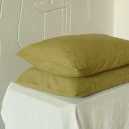 Housewife Olive Linen Pillowcase/Durable Natural Pillow Sham For Bedroom Comfortable & Eco-Friendly Cover - thumbnail 2