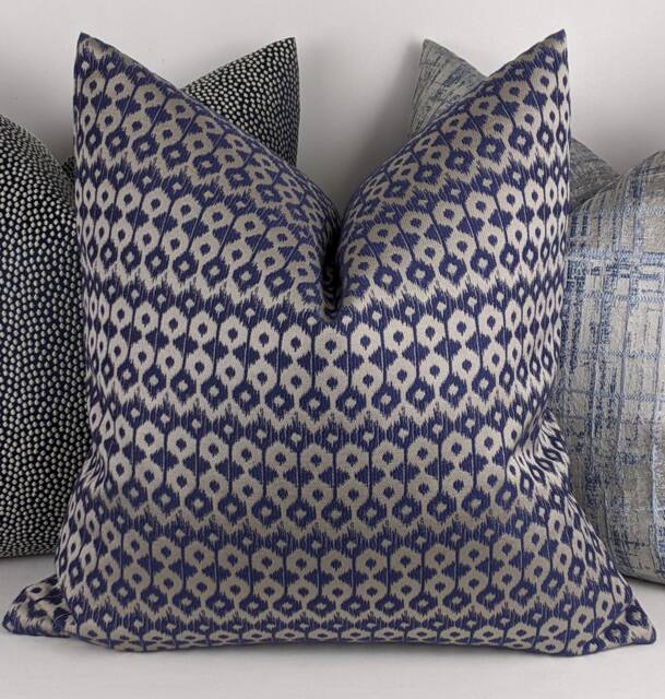 Clarke & Indigo Geometric Ikat Design Luxury Cushion Cover Glamorous Fabric, Modern Sofa Bed Pillow Euro Sham Accent Home Decor - image 1