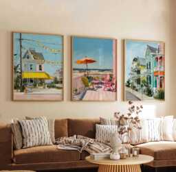 Set Of 3 Cape May Posters, New Jersey Wall Art Prints, Travel Poster Set, Coastal Beach Ocean View Sets - thumbnail 1