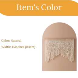 Macrame Leaves Curtain, Boho Window Neutral Wall Art, Door Valance, Housewarming Gift, Backdrop, Room Decor Aesthetic C02 - thumbnail 4