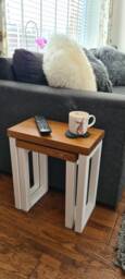 Rustic Wooden End Table, Sofa Side Solid Coffee Mug Rest, Nest Of Tables, Bedside Lamp Table