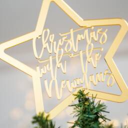 Personalised Christmas Tree Topper Silver Or Gold, Family Decorations Star For - thumbnail 2