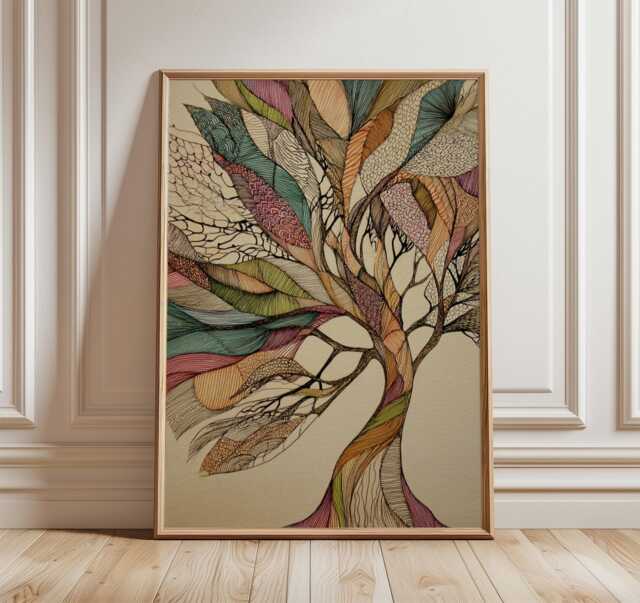 Colorful Tree Of Life Poster, Abstract Boho Wall Art Print, Modern Nature Inspired Decor, Vibrant Botanical Artwork, Spiritual Home Print - image 1