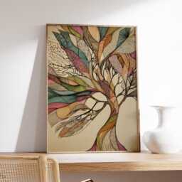 Colorful Tree Of Life Poster, Abstract Boho Wall Art Print, Modern Nature Inspired Decor, Vibrant Botanical Artwork, Spiritual Home Print - thumbnail 2