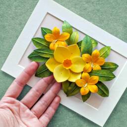Gemini Birth Flower Gift Yellow Daffodil, Azalea Wall Art - Flowers For May, June Birthday Gift 3D Paper Quilling - thumbnail 4