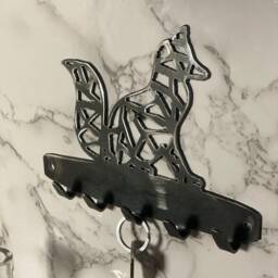 Fox Geometric Geo Modern Art Key Hook Rack Brushed Steel Home Design Present Gift Ideas - thumbnail 3