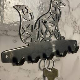 Fox Geometric Geo Modern Art Key Hook Rack Brushed Steel Home Design Present Gift Ideas - thumbnail 4