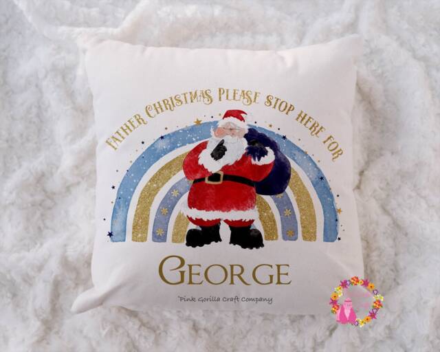 Christmas Cushion, 1St Christmas, Gift, Decoration, Pillow, Children's Cushion, Santa Stop Here, Pillow - image 1