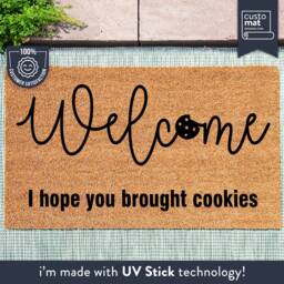Welcome I Hope You Brought Cookies - Custom Coir Doormat Funny Outdoor Mat Housewarming Gift - thumbnail 1