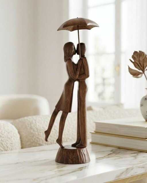 "Wood Sculpture ""Kiss Under The Rain" - image 1