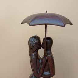 "Wood Sculpture ""Kiss Under The Rain" - thumbnail 4