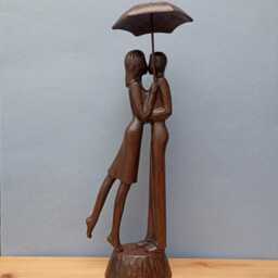 "Wood Sculpture ""Kiss Under The Rain" - thumbnail 2