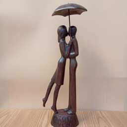 "Wood Sculpture ""Kiss Under The Rain" - thumbnail 3