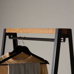 Konk ??? Simple Clothes Rail [Metal] [Oak] Bespoke Sizes Available Modern Open Wardrobe, Minimal Hanging With Storage - thumbnail 4