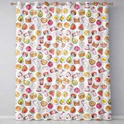 Kawaii Food Collection Cute Sushi Fruit Drinks Cartoon Seamless Pattern Readymade Eyelet Ring Top Thermal 100% Blackout Curtains - thumbnail 2