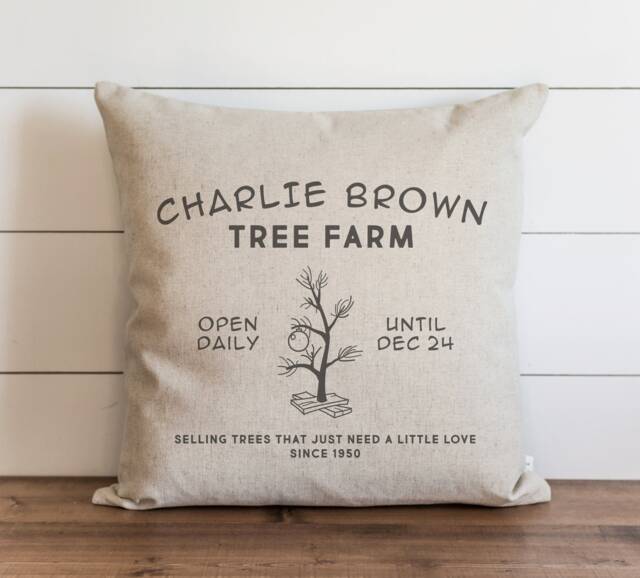 Christmas Pillow Cover // Charlie Brown Tree Farm Farmhouse Decor Holiday Covers Throw - image 1