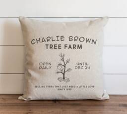 Christmas Pillow Cover // Charlie Brown Tree Farm Farmhouse Decor Holiday Covers Throw - thumbnail 1