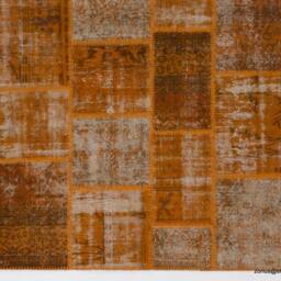 5' X 8' Handmade Turkish Patchwork Rug, Rustique Orange - thumbnail 2