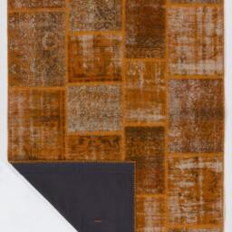 5' X 8' Handmade Turkish Patchwork Rug, Rustique Orange - thumbnail 3