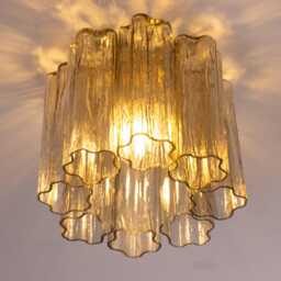 Small Ceiling Lamp With Smoky Murano Glass Tronchi, Ceiling Chandelier Diameter 25 cm Design Vintage Style Made in Italy - thumbnail 2