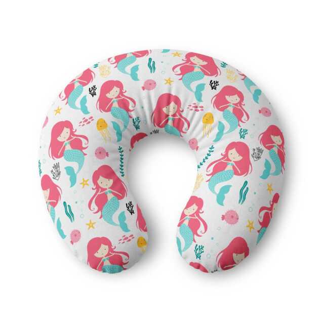 Pink Mermaid Pattern Nursing Pillow Cover - Baby Shower Nursery Decor - image 1
