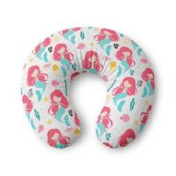 Pink Mermaid Pattern Nursing Pillow Cover - Baby Shower Nursery Decor - thumbnail 1