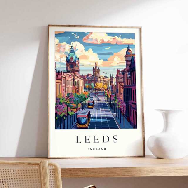 Leeds Travel Poster England Cityscape Art Print - image 1