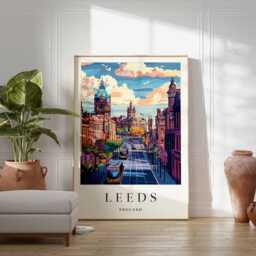 Leeds Travel Poster England Cityscape Art Print - thumbnail 2
