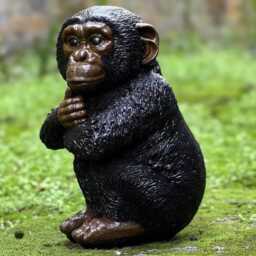 Realistic ??oncrete Chimpanzee Statue Concrete Monkey Garden Sculpture Unique Outdoor Cement Animal Decoration Wildlife Yard Art Ornament - thumbnail 3
