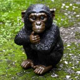 Realistic ??oncrete Chimpanzee Statue Concrete Monkey Garden Sculpture Unique Outdoor Cement Animal Decoration Wildlife Yard Art Ornament - thumbnail 2