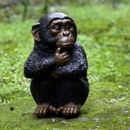 Realistic ??oncrete Chimpanzee Statue Concrete Monkey Garden Sculpture Unique Outdoor Cement Animal Decoration Wildlife Yard Art Ornament - thumbnail 4