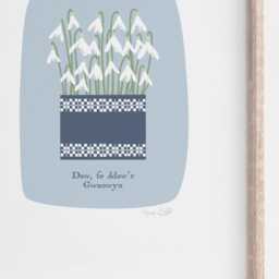 Print Daw Fe Ddaw'r Gwanwyn, Lili Wen Fach, Welsh Snowdrops Print, Blanket - thumbnail 3