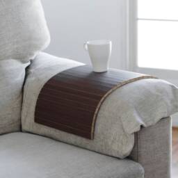 Flexible Sofa Tray - Adjustable Armrest For Drinks & Snacks Handmade Wooden Non-Slip Eco-Friendly Wengue Finish - thumbnail 2