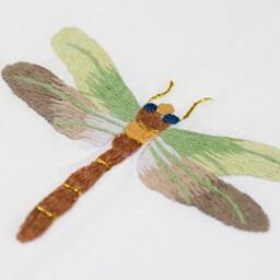 Hand Embroidered Fishers Dragonfly Tip Towel - thumbnail 2