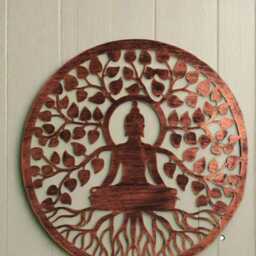 Handmade Budha Tree Of Life Wall Art Outdoors/ Indoors 60cm X Plaque Made From Powder Coated Steel - thumbnail 3
