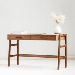 Mid Century Modern Desk With Drawers, Wooden Desk, Minimalist Desk For Computer, Office - thumbnail 2