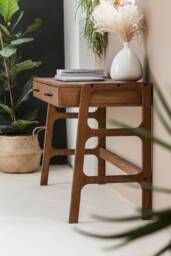 Writing Desk With Drawers, Mid Century Cable Management, Wooden Office Desk, Minimalist Computer Birch Plywood, Custom Size