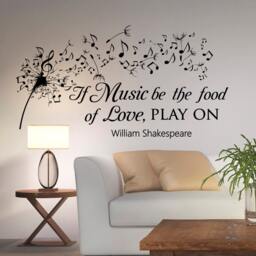 Shakespeare Quote Wall Decal Music Notes Vinyl Sticker, Literary & Musical Art Decor Q001 - thumbnail 1