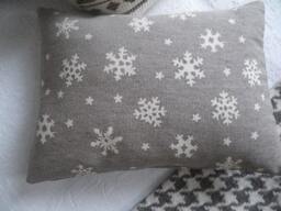 Hand Printed & Exclusive Snowflake Cushion Cover - thumbnail 1