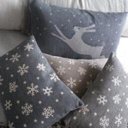 Hand Printed & Exclusive Snowflake Cushion Cover - thumbnail 3