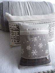 Hand Printed & Exclusive Snowflake Cushion Cover - thumbnail 2