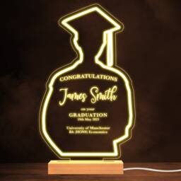 Graduate Silhouette Congratulations Graduation University White Night Light - Personalised Gift Bedroom Lamp