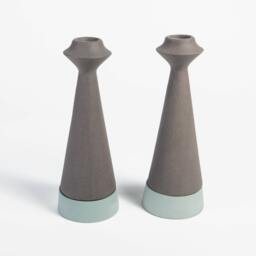 Modern Candle Holder, Shabbat Candlestick, Candle Holder, Ceramic Home Decor Judaica, Tea Light Taper Holder - thumbnail 1