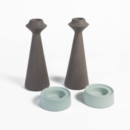 Modern Candle Holder, Shabbat Candlestick, Candle Holder, Ceramic Home Decor Judaica, Tea Light Taper Holder - thumbnail 2