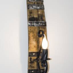 Rustic Wall Lights - Wine Barrel Cellar Sconce Wrought Iron & Wood Lighting Fixture - thumbnail 4