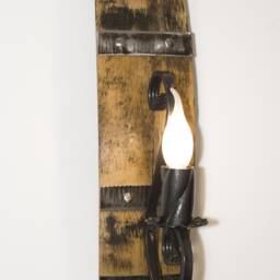 Rustic Wall Lights - Wine Barrel Cellar Sconce Wrought Iron & Wood Lighting Fixture - thumbnail 3