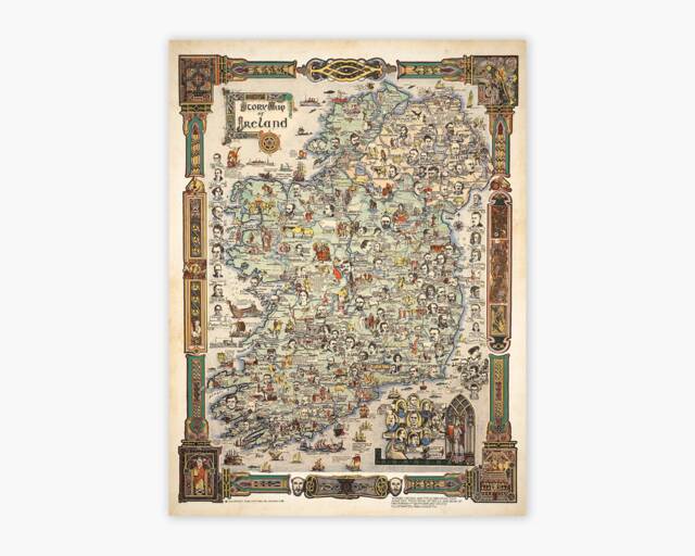 Old Map Of Ireland - Pictorial Vision Irish History St Patricks Day Gift Archival Print - Americanirish - image 1